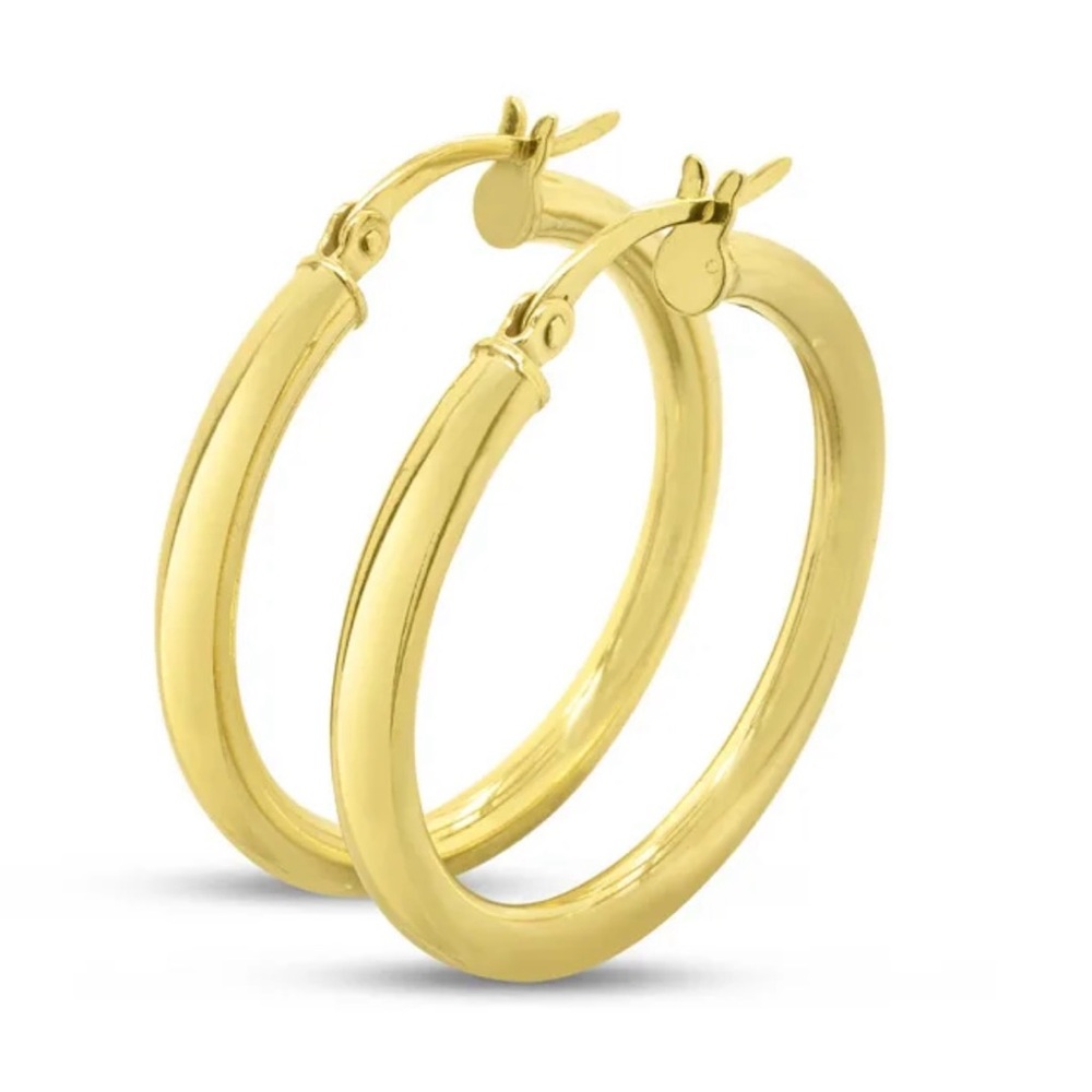 30mm Classic Hoop Earrings In 14 Karat Yellow Gold Over Sterling Silver